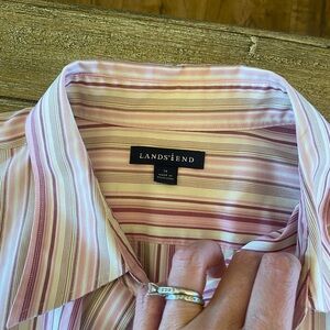 Pink/purple vertical stripe button down shirt